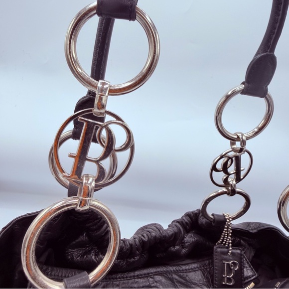 Bolzano Fiore Huge Black Leather Satchel Women's Bag - Picture 3 of 14